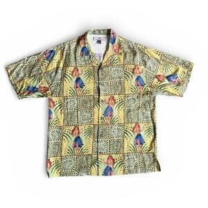 Tommy Bahama 100% Silk Hula Dancer Hawaiian Aloha Casual Collared Button Up Sz M